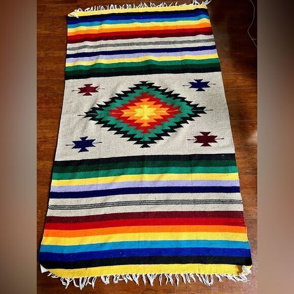 CONFECCIONES ARTILANA TLAXCALA TIJUNA WOVEN BLANKET MADE IN MEXICO VINTAGE~NICE! - Picture 2 of 5
